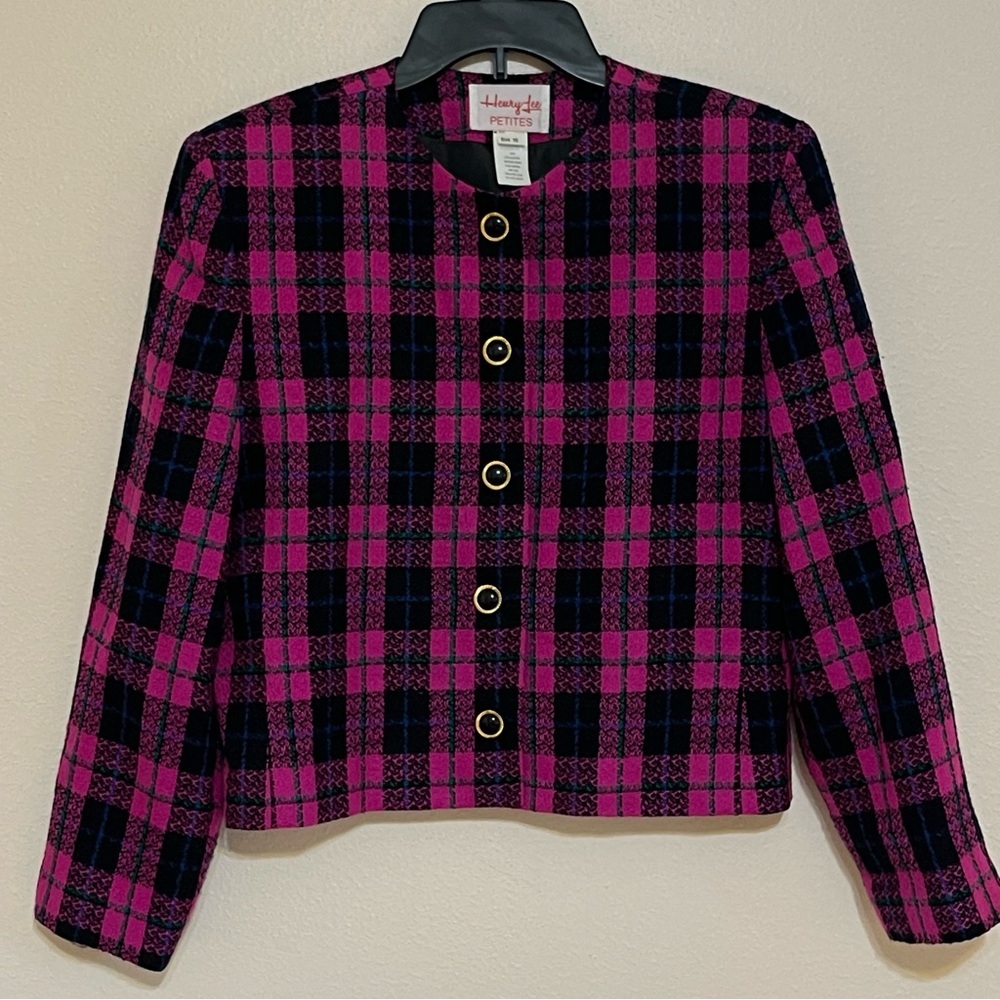 Vintage Henry Lee 80’s/90’s Plaid Blazer Size 10 Petite